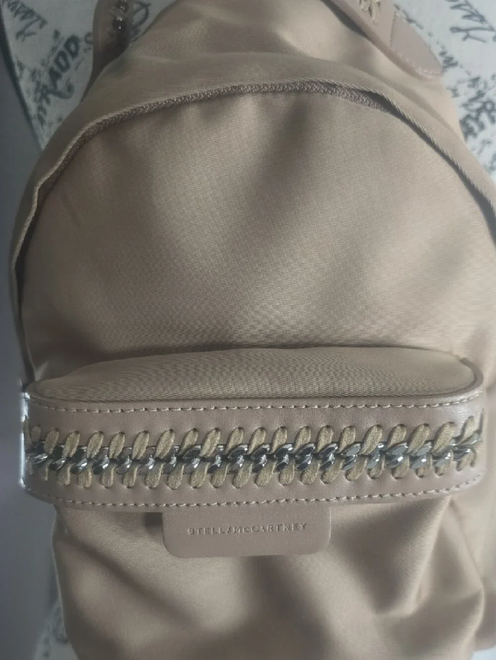 Stella McCartney Beige Mini Backpack W/ Silver Chain Trim/Hardware (VERY GOOD)✨️